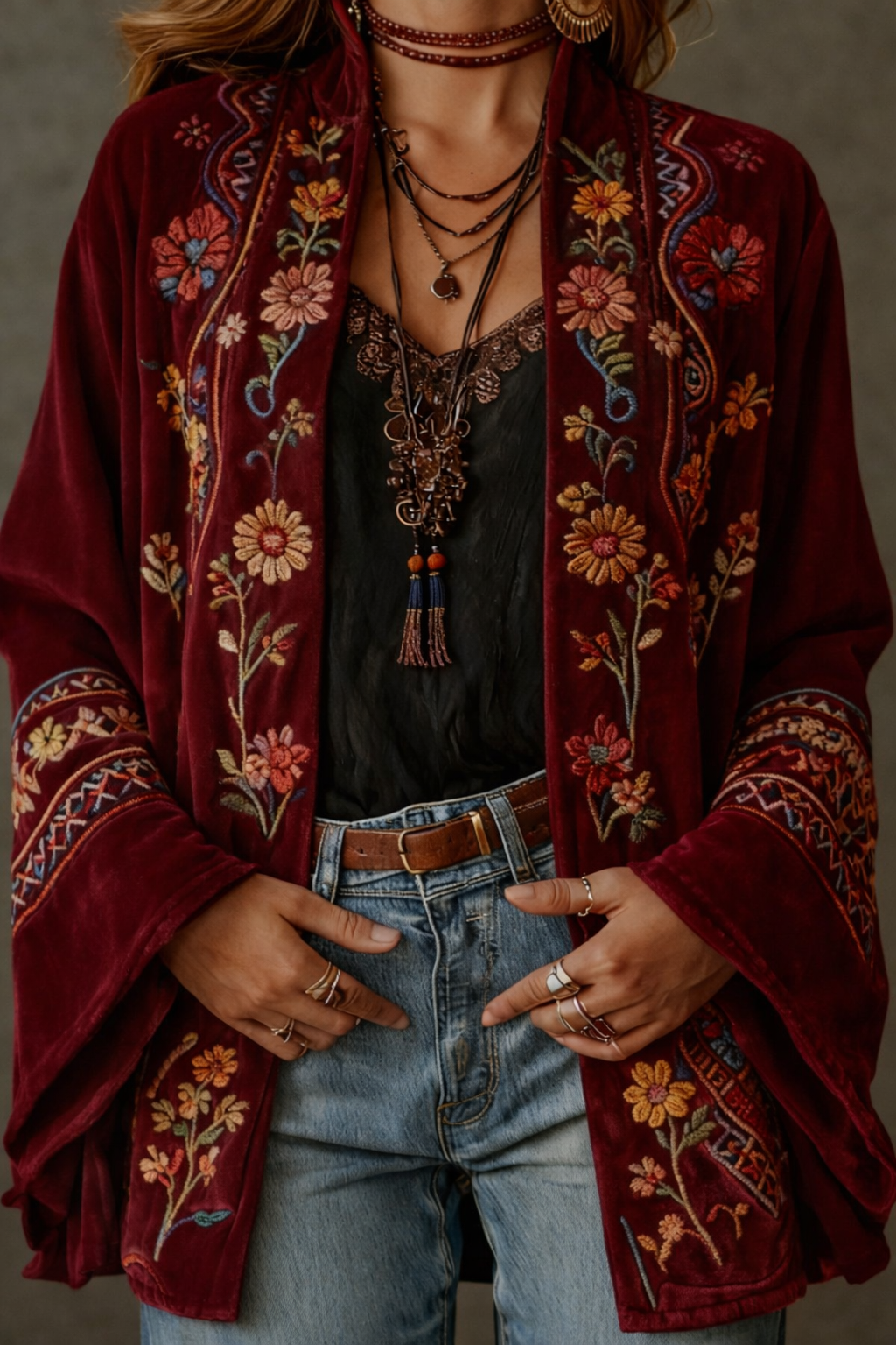 Amelie | Modern Velvet-Touch Bohemian Cardigan — Alfa Empire, view 10