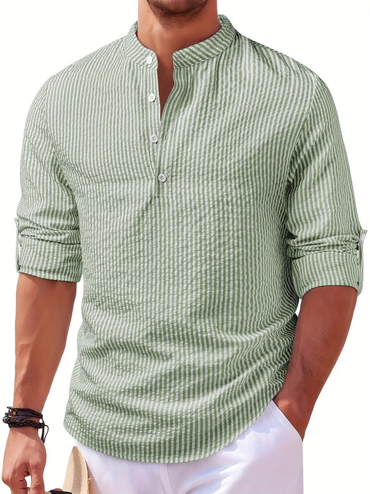 Bennett | Classic Stripe Casual Shirt — Green — Alfa Empire, view 2