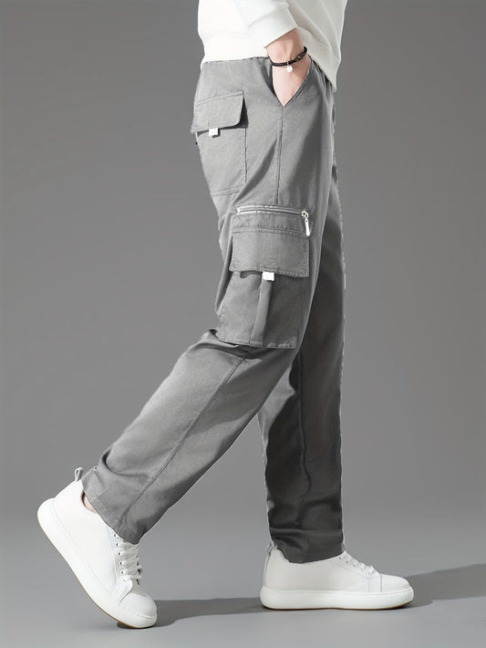 Blake | Retro Style Thickened Loose Cargo Pants — Grey — Alfa Empire, view 2