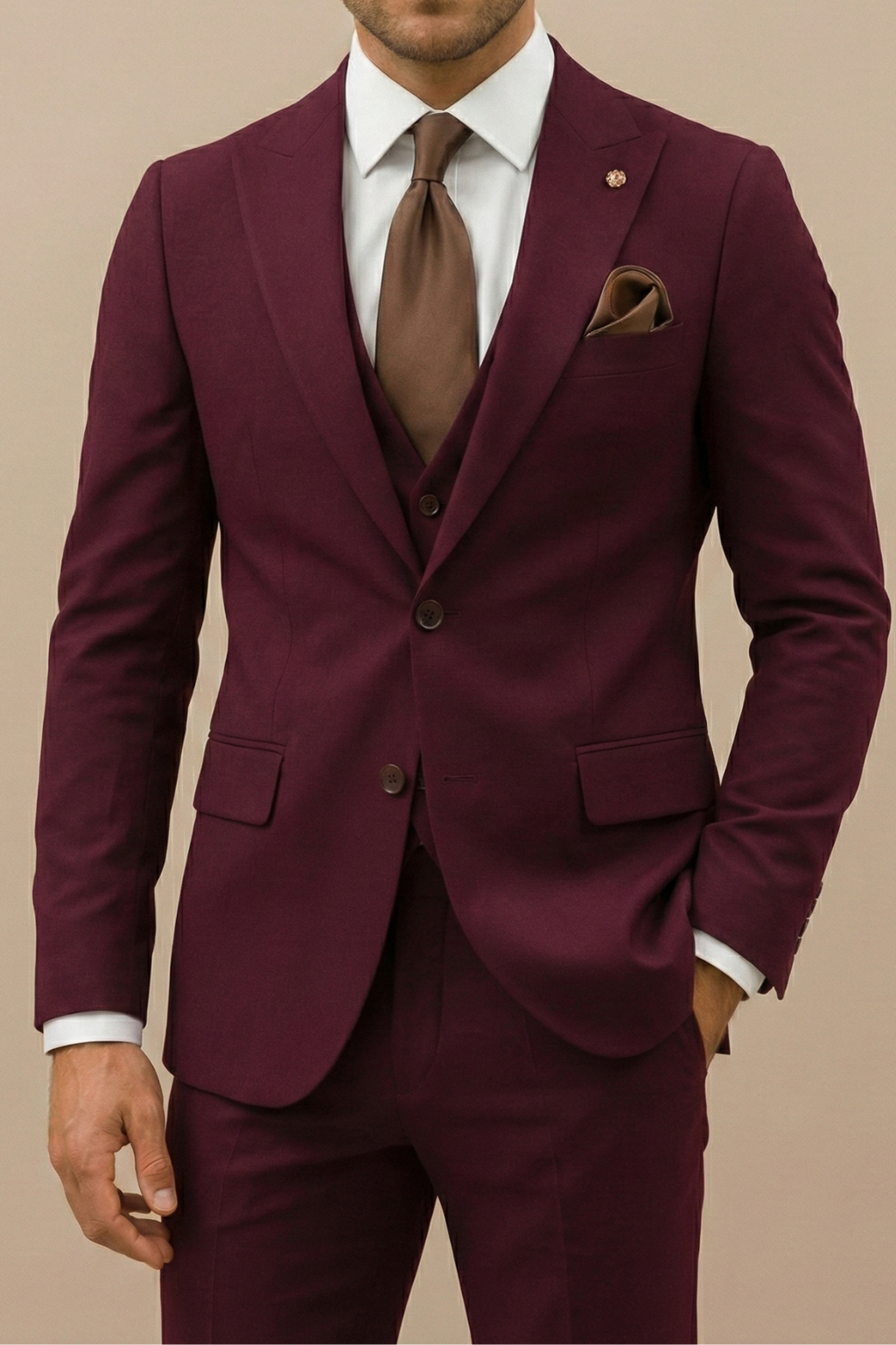 Cameron | Classic Modern Three Piece Suit Set — Wine Red — Alfa Empire, view 6