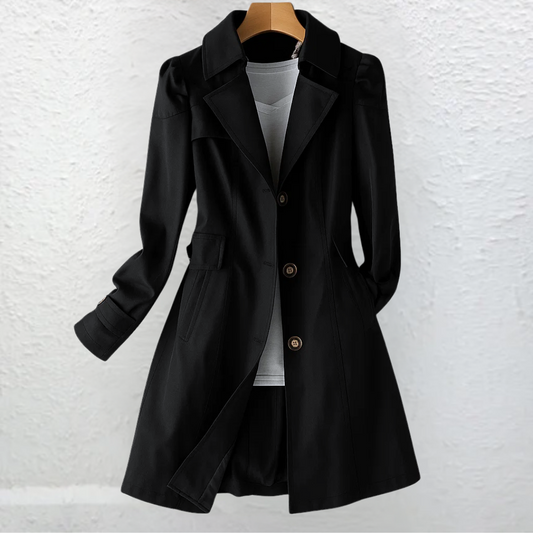 Cordelia | Vintage Trench Collar Coat — Black — Alfa Empire, view 2