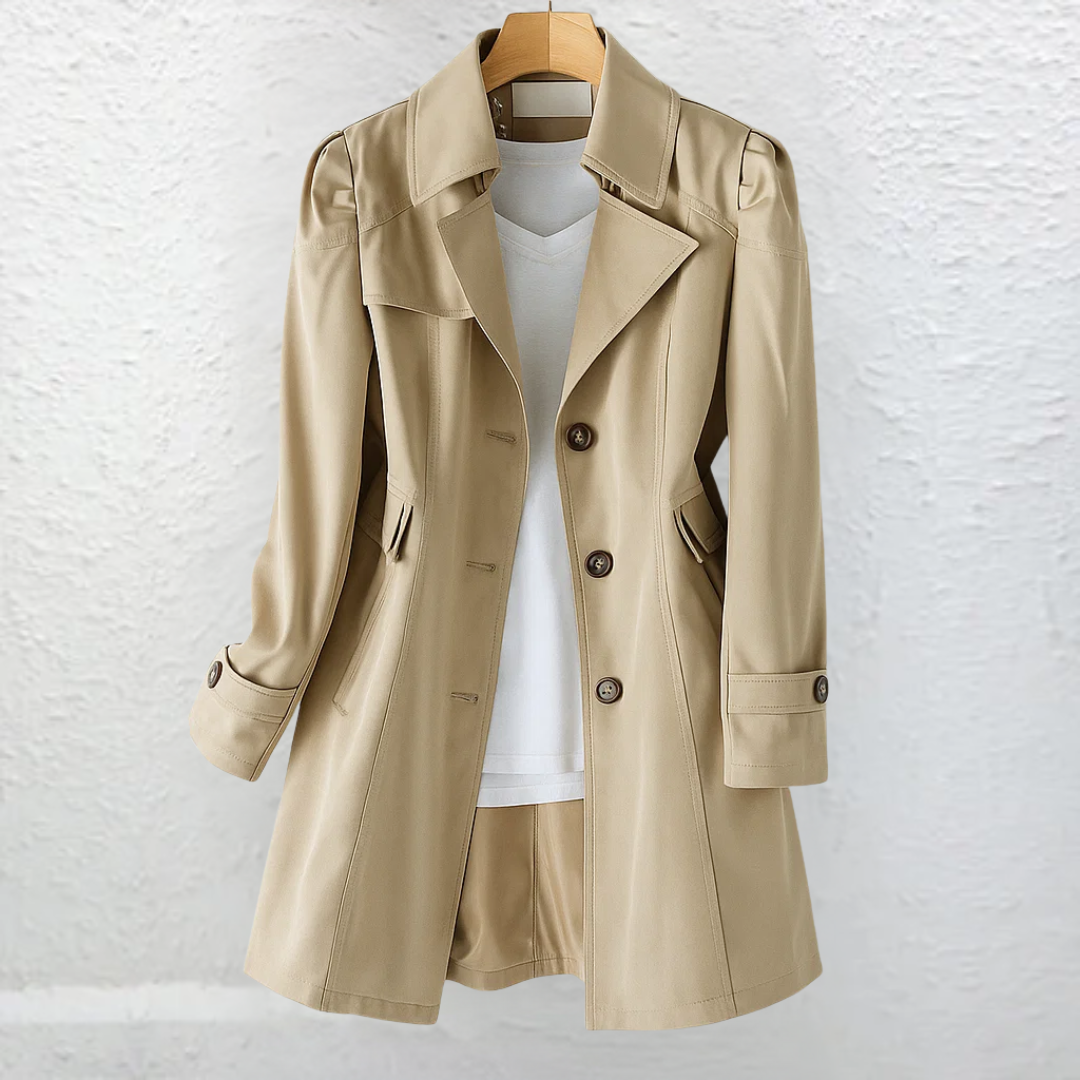Cordelia | Vintage Trench Collar Coat — Khaki — Alfa Empire, view 4