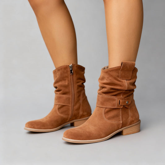 Eleanor | Slouch Mid-Calf Boots — Texan Brown — Alfa Empire, view 2