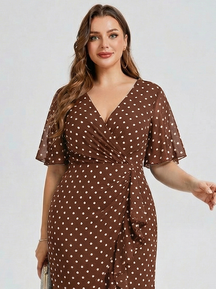 Plus Size Chiffon Printed Mermaid Wedding Guest Dress