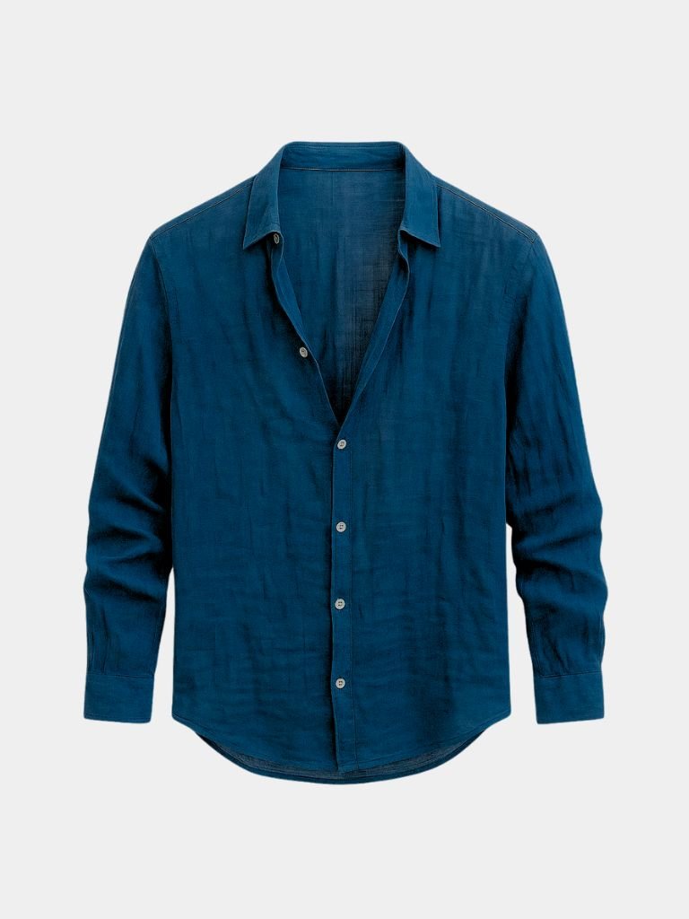 Franklin | Casual Summer Long Sleeve Shirt — Navy — Alfa Empire, view 8