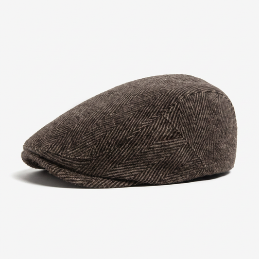 James | Classic Herringbone Stitch Flat Cap — Brown — Alfa Empire, view 2
