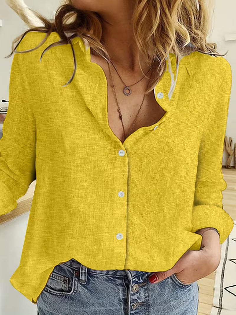 Julianna | Casual Long Sleeve Shirt — Yellow — Alfa Empire, view 5