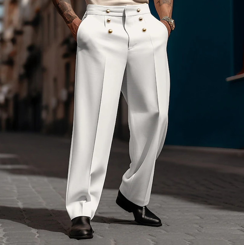 Lennox | Tailored High-Waist Statement Pants — White — Alfa Empire, view 2