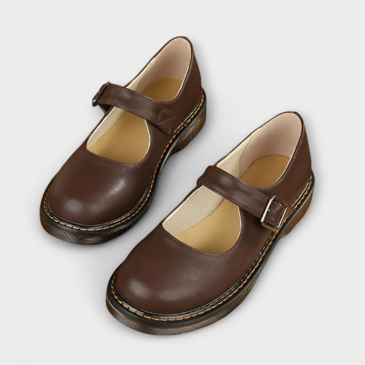 Matilda | Classic Buckle Mary Jane Shoes — Brown — Alfa Empire, view 4