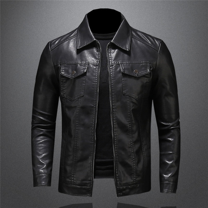 Men's Biker Jacket with Stand Collar and Zip Closure — Alfa Empire, view 4