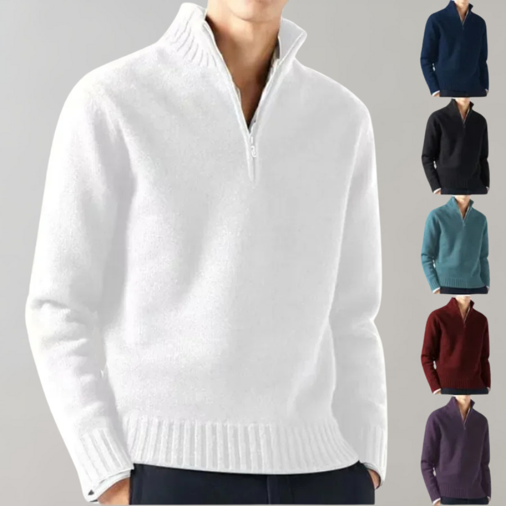 Men's Half-Zip Pullover Sweater with Ribbed Collar — Alfa Empire, view 7