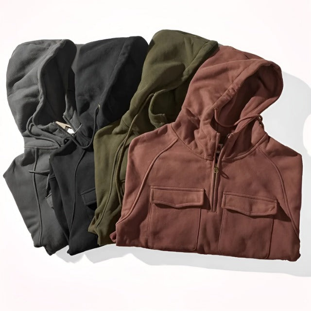Men's Hooded Fleece-Lined Quarter-Zip Pullover — Alfa Empire, view 5