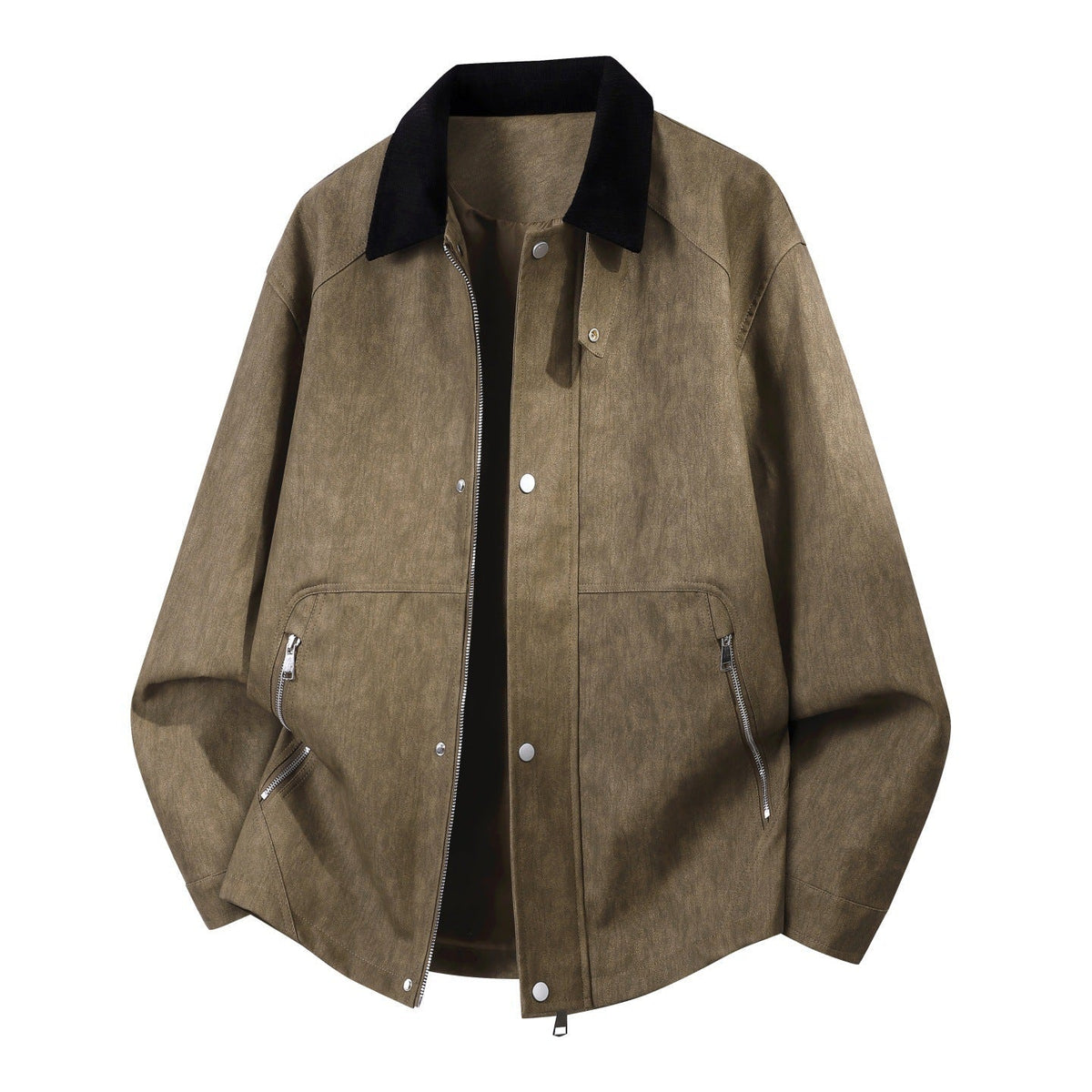 Men's Oversized Harrington Jacket Cord Collar Snap Front — Alfa Empire, view 8