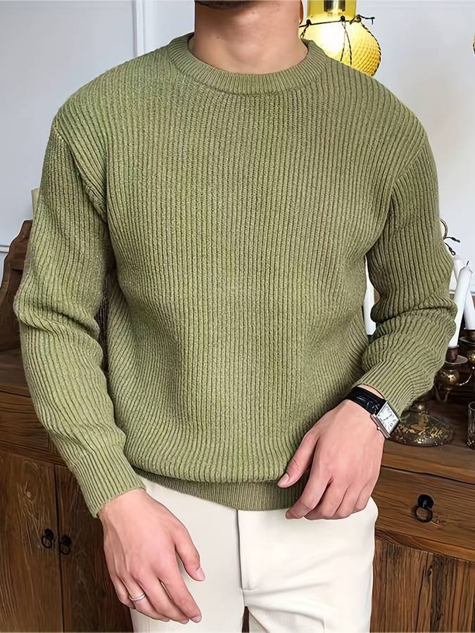 Men's Ribbed Crew Neck Sweater Long Sleeve Pullover — Alfa Empire, view 8