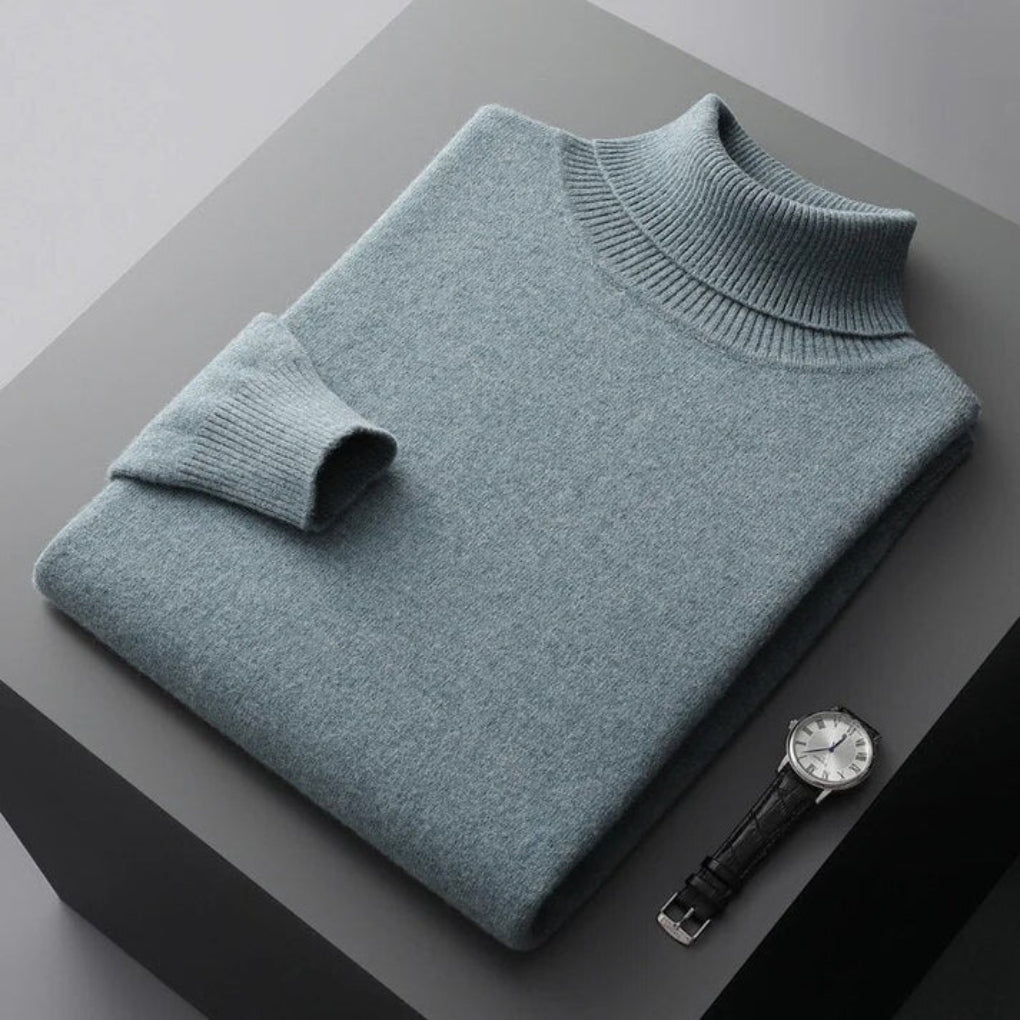 Men's Turtleneck Sweater Long Sleeve Relaxed Fit — Green — Alfa Empire, view 6
