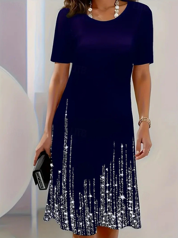 Selene | Refined Evening Midi Dress — Navy Blue — Alfa Empire, view 3