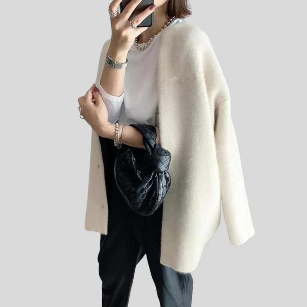 Women's Button-Front Cardigan with Ribbed Cuffs — Alfa Empire, view 9