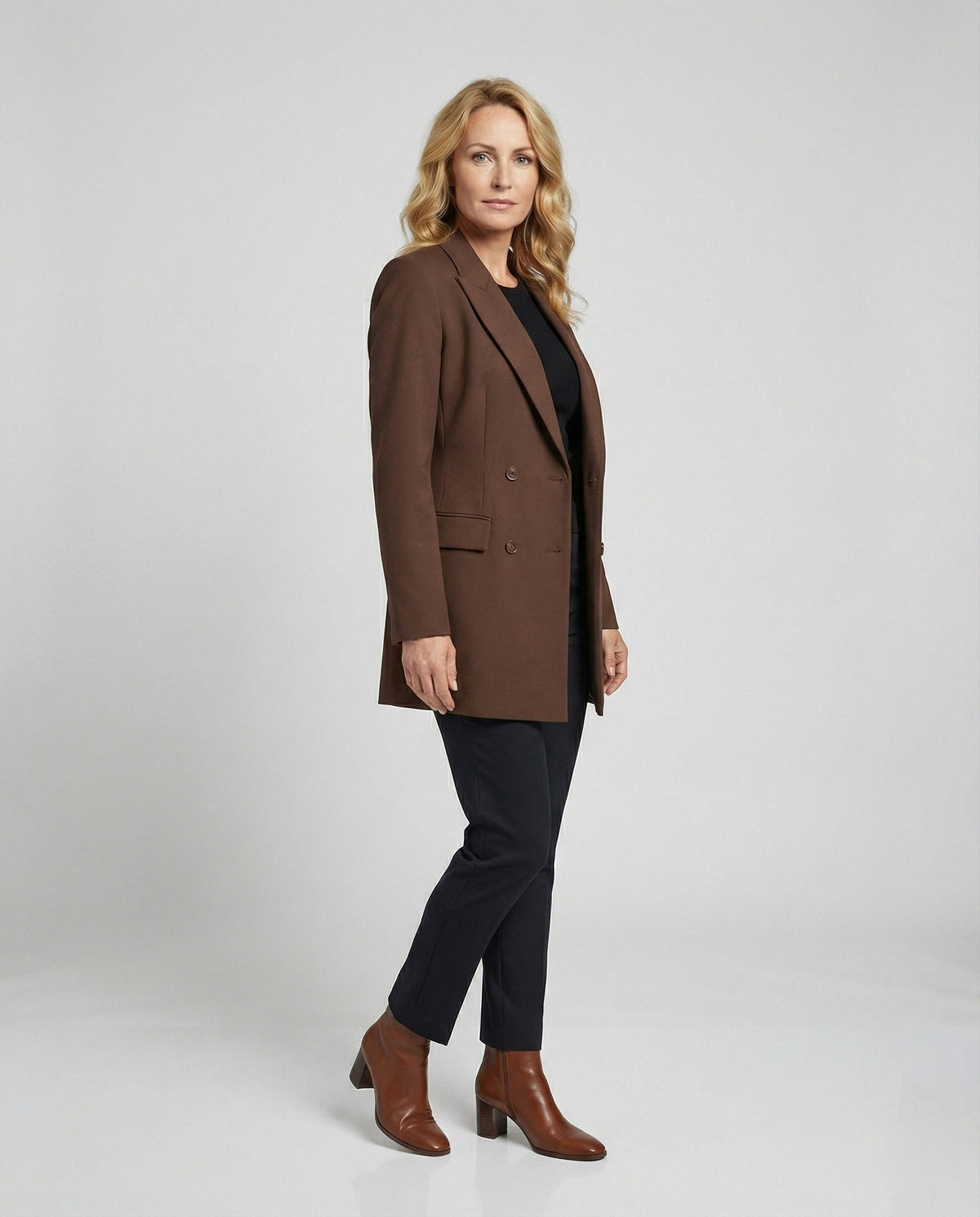 Women's Double-Breasted Blazer Dress with Notched Lapels — Alfa Empire, view 8