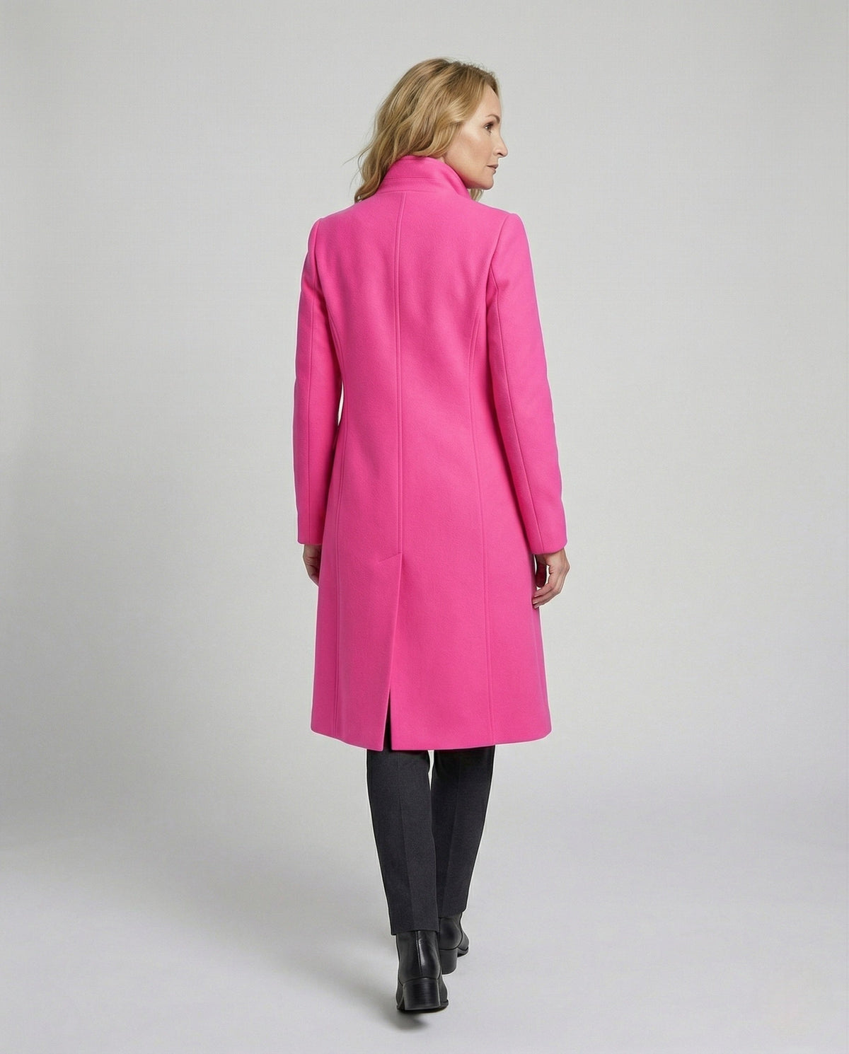 Women's Double-Breasted Long Blazer Coat with Notched Lapel — Alfa Empire, view 8