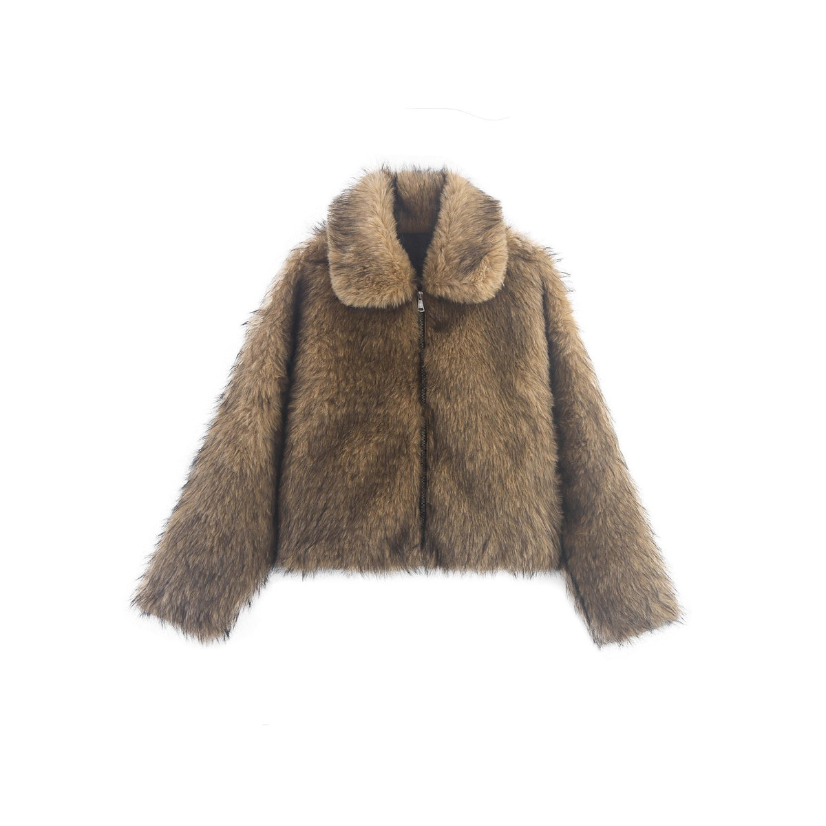 Women's Oversized Faux Fur Jacket with Wide Collar — Alfa Empire, view 6