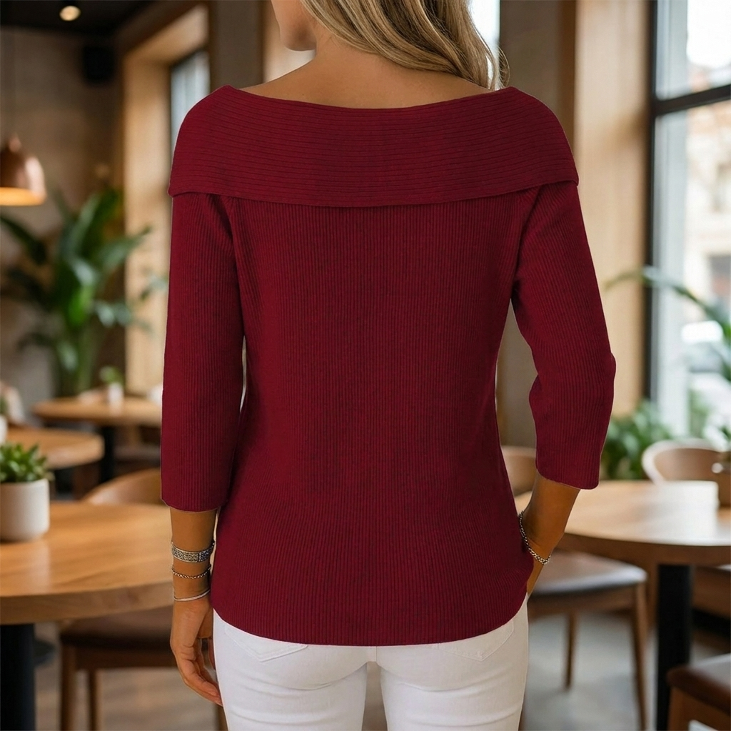 Women's Ribbed Sweater with Bow Detail Three-Quarter Sleeve — Alfa Empire, view 8