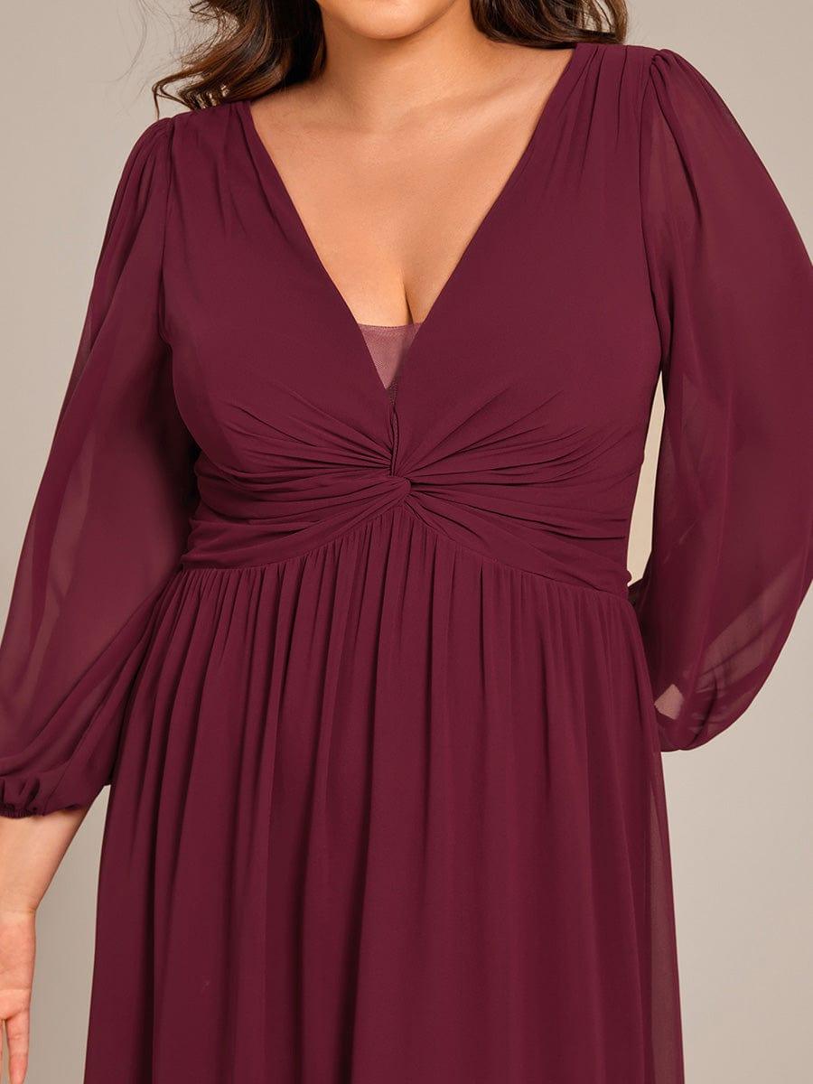 Chiffon A-Line Pleated Long Sleeve Formal Evening Dress