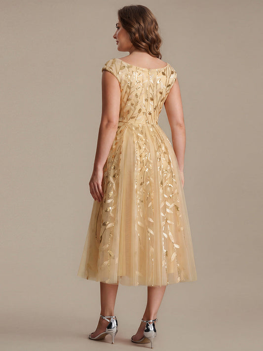 Plus Size Sequin V-Neck Wedding Guest Dress