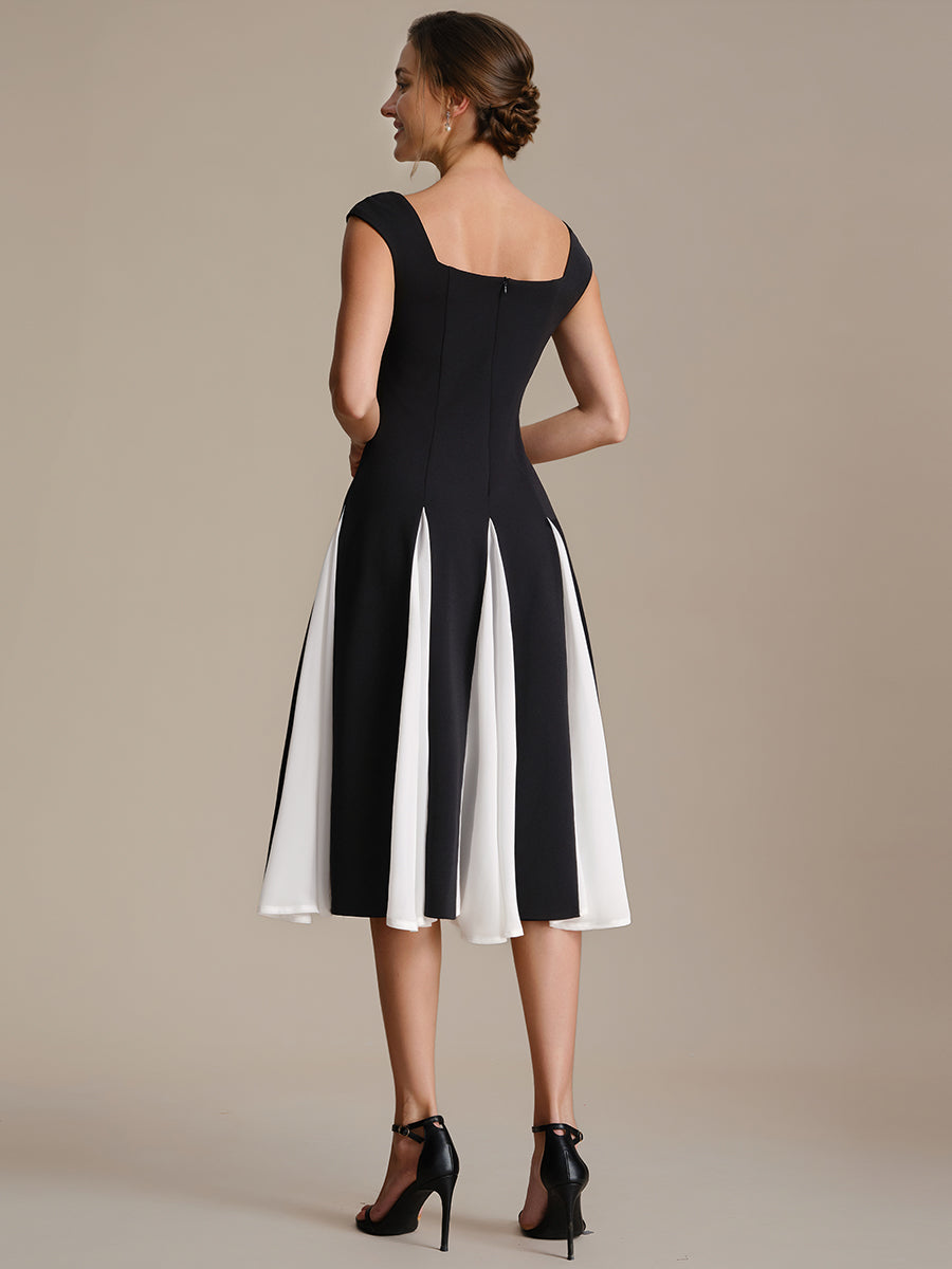 A-Line Midi Cap Sleeve Wedding Guest Dress