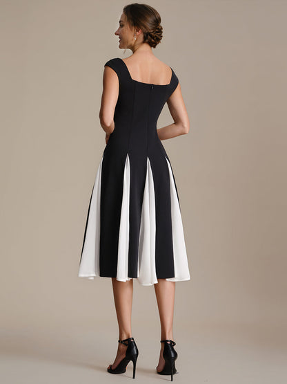 A-Line Midi Cap Sleeve Wedding Guest Dress