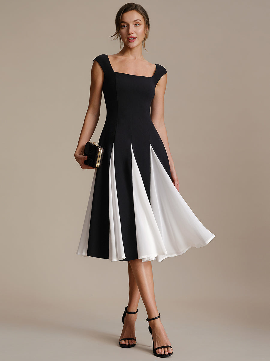 A-Line Midi Cap Sleeve Wedding Guest Dress