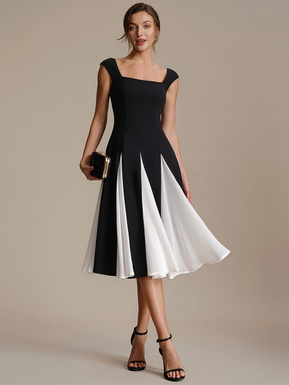 A-Line Midi Cap Sleeve Wedding Guest Dress