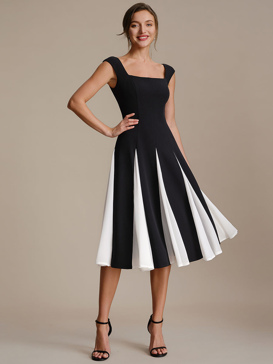 A-Line Midi Cap Sleeve Wedding Guest Dress