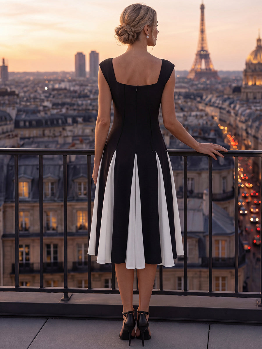 A-Line Midi Cap Sleeve Wedding Guest Dress