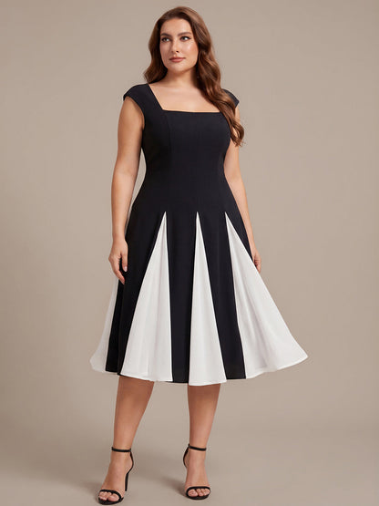 A-Line Midi Cap Sleeve Wedding Guest Dress