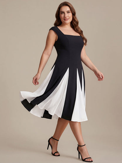 A-Line Midi Cap Sleeve Wedding Guest Dress