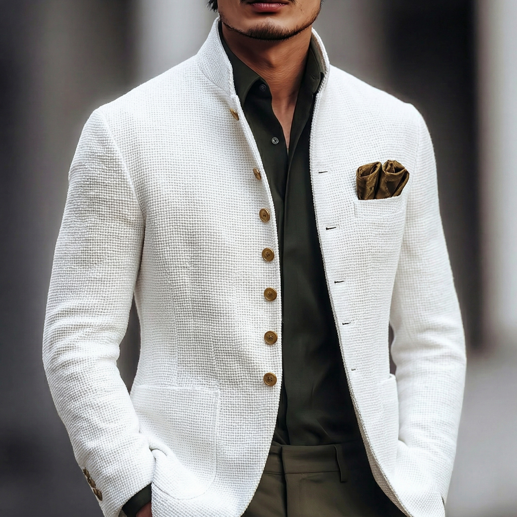 Alaric | Classic Single-Breasted Blazer — White — Alfa Empire, view 1