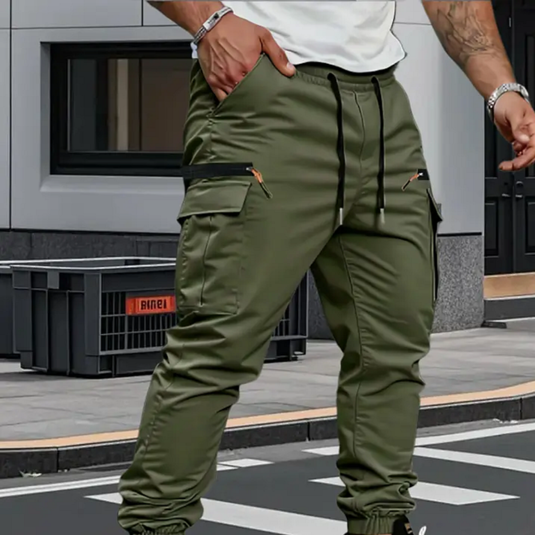 Alexander | Casual Stretchable Cargo Pants — Green — Alfa Empire, view 1