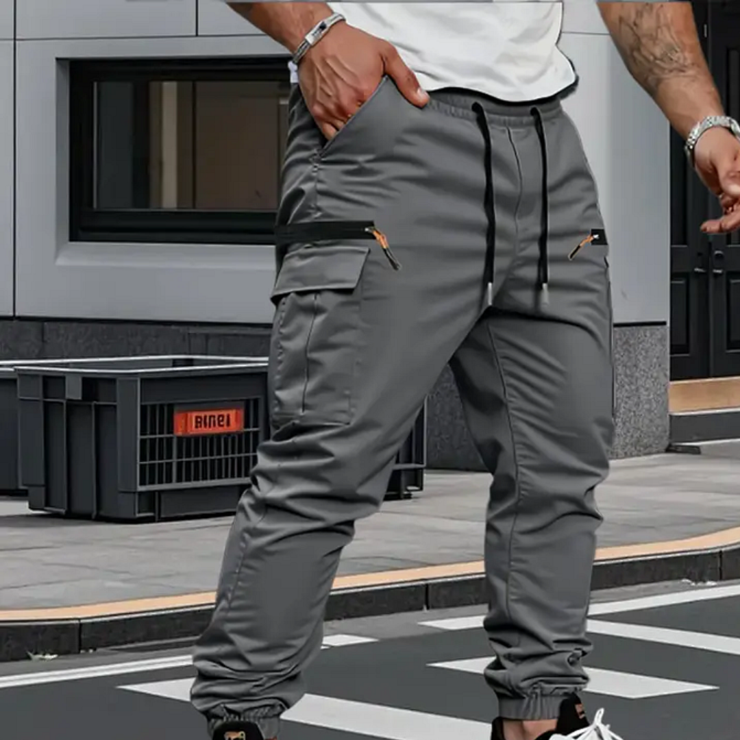 Alexander | Casual Stretchable Cargo Pants — Grey — Alfa Empire, view 2