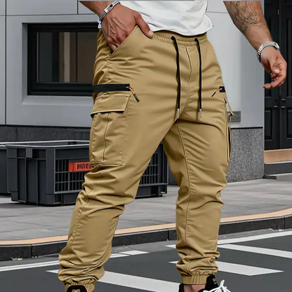 Alexander | Casual Stretchable Cargo Pants — Khaki — Alfa Empire, view 3