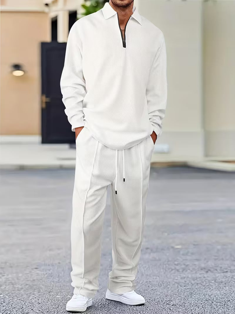 Alfie | Classic Zip Sweater and Pant Set — White — Alfa Empire, view 1