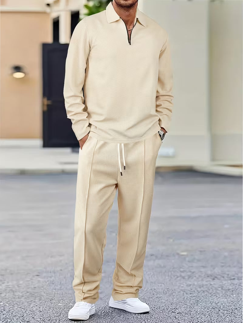 Alfie | Classic Zip Sweater and Pant Set — Beige — Alfa Empire, view 2