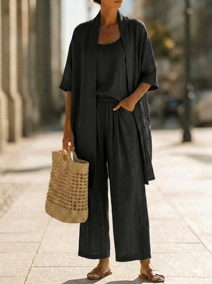 Alison | Refined Effortless Three-Piece Set — Black — Alfa Empire, view 5