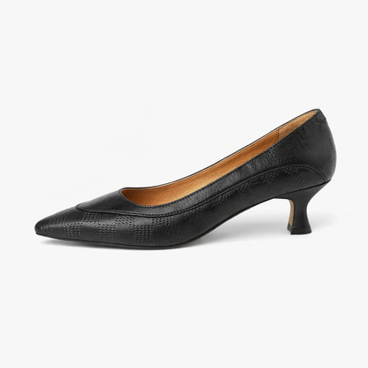 Amara | Pointed Kitten Heel Pumps — Black — Alfa Empire, view 6