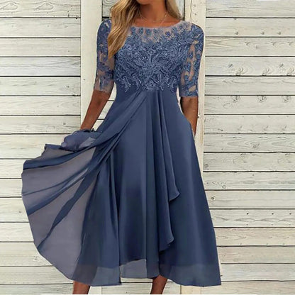 Amelia | Graceful Refined Evening Dress — Blue — Alfa Empire, view 1