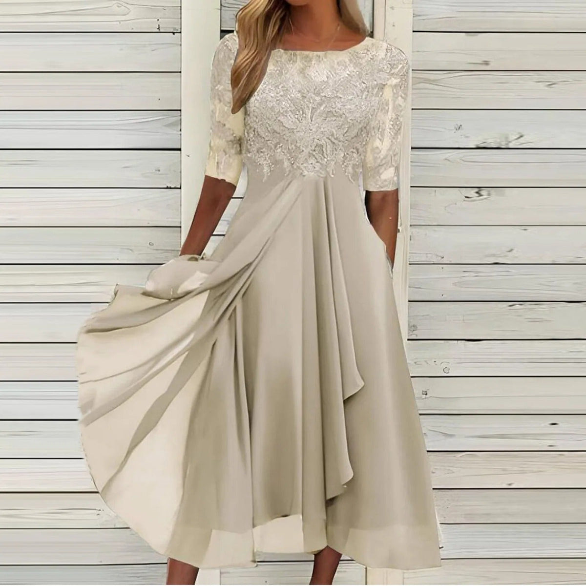 Amelia | Graceful Refined Evening Dress — White — Alfa Empire, view 3