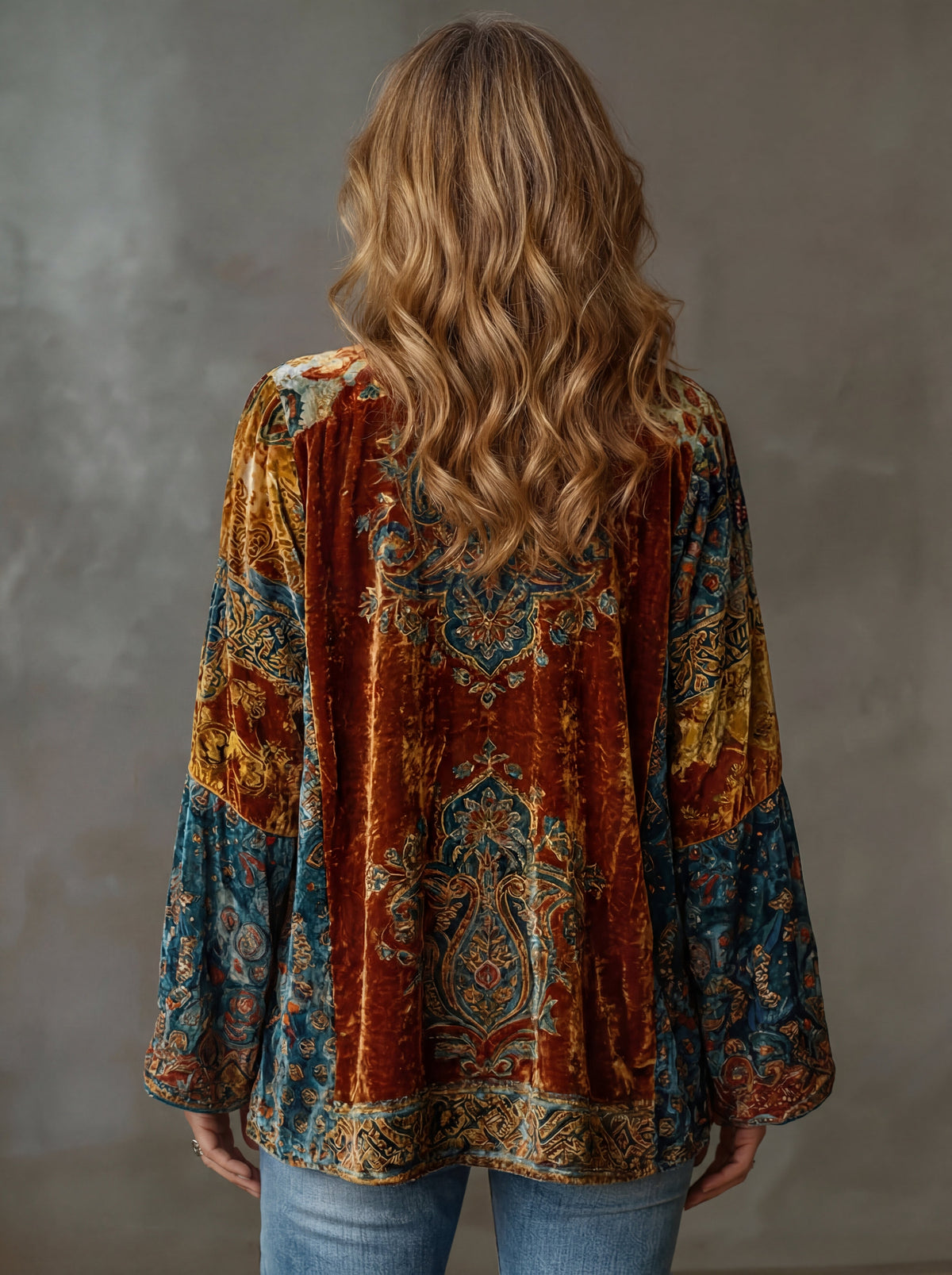 Amelie | Modern Velvet-Touch Bohemian Cardigan — Alfa Empire, view 3