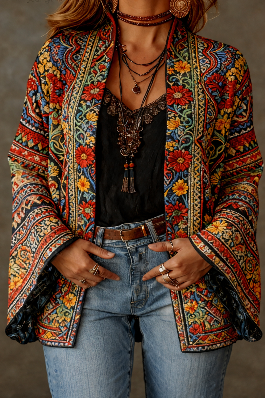 Amelie | Modern Velvet-Touch Bohemian Cardigan — Alfa Empire, view 4