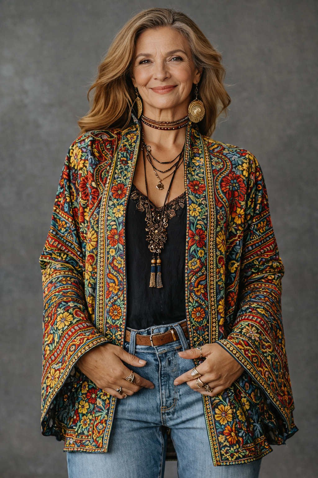 Amelie | Modern Velvet-Touch Bohemian Cardigan — Bohemian Multi — Alfa Empire, view 8
