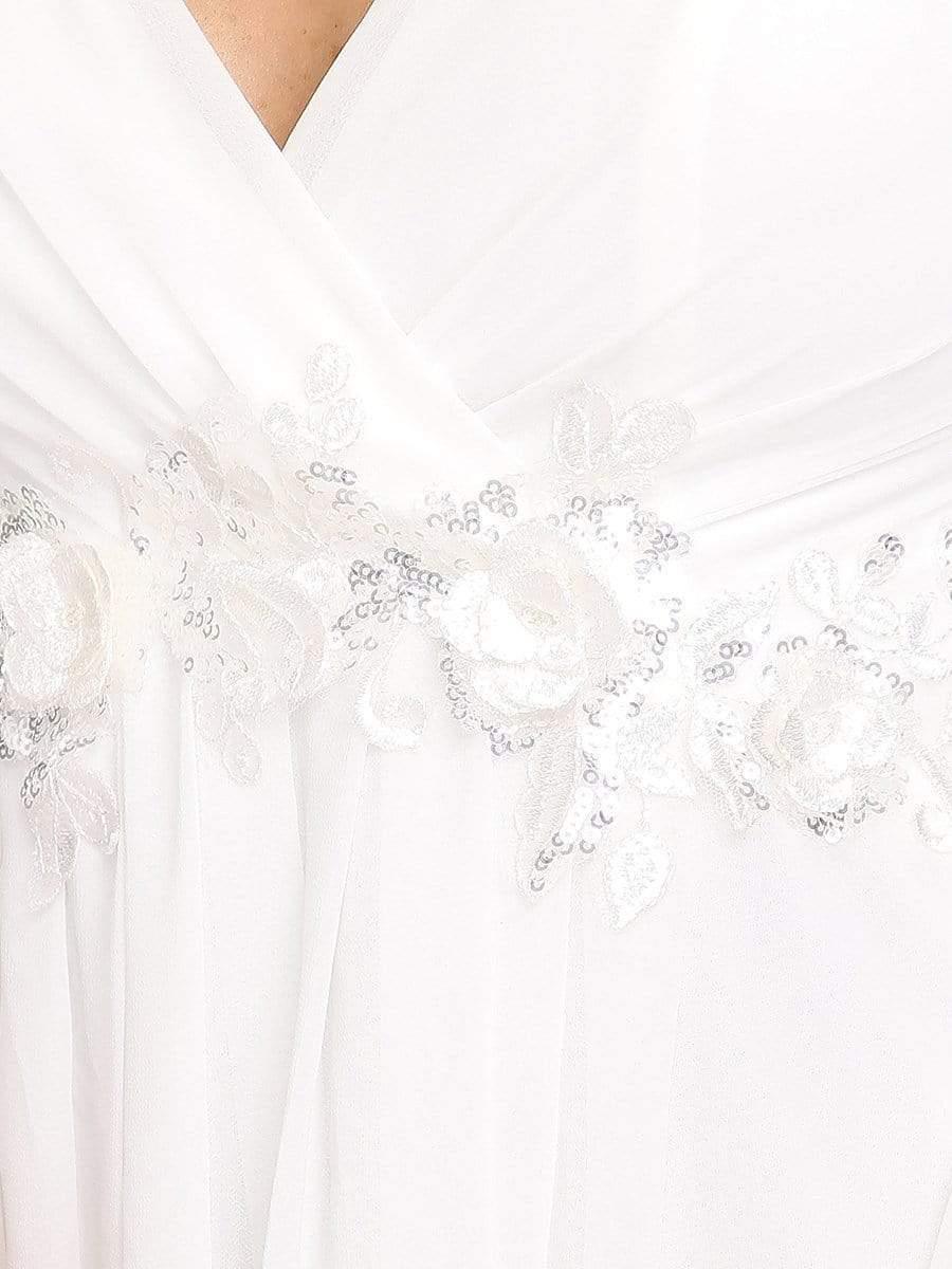 Chiffon V-Neckline Long Sleeve Wedding Guest Dress