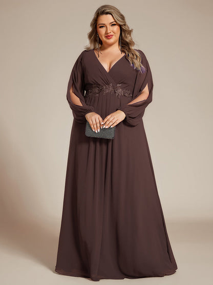 Chiffon V-Neckline Long Sleeve Wedding Guest Dress